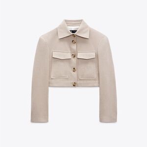 Zara Camel Rustic Crop Blazer Jacket
